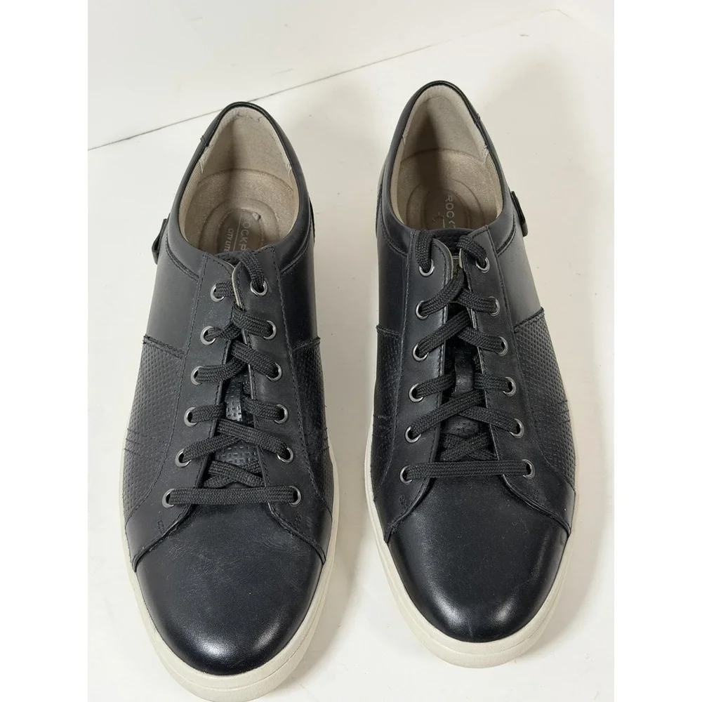 Rockport Shoes Mens‎ 11 M Colle Tie Casual Low Top Sneakers CH3342 Black Leather